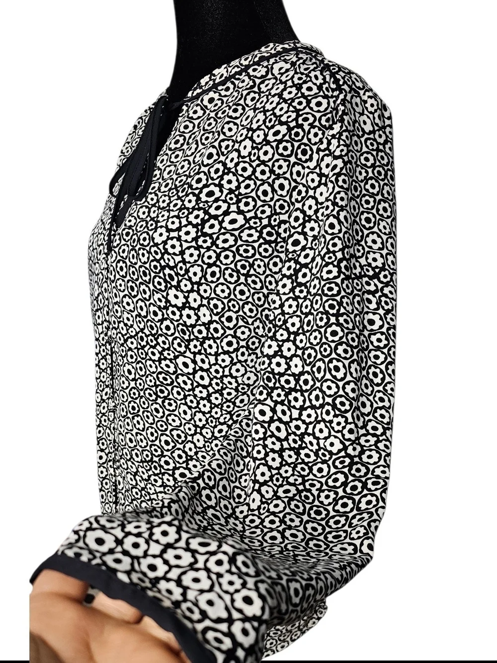 Talbots Black and White Floral Tie-Neck Swim Coverup